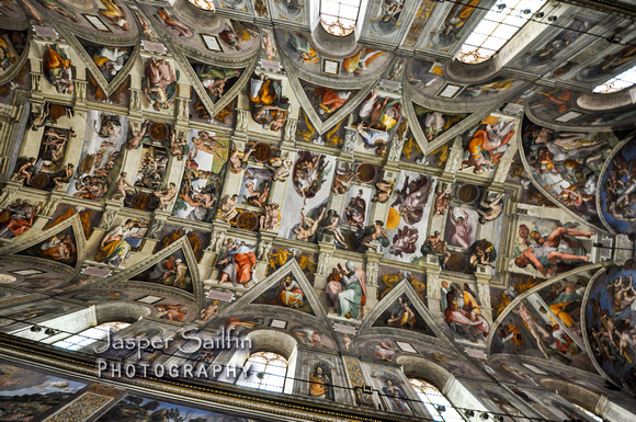 Michelangelo's ceiling frescoes in the Sistine Chapel
